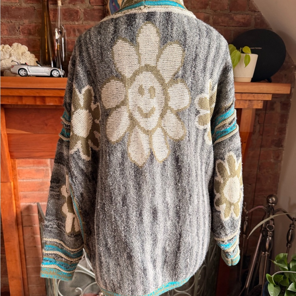 Kimchi Blue Boho Chunky Knit Cardigan Oversized Floral Slouchy Festival Sweater - Picture 4 of 9